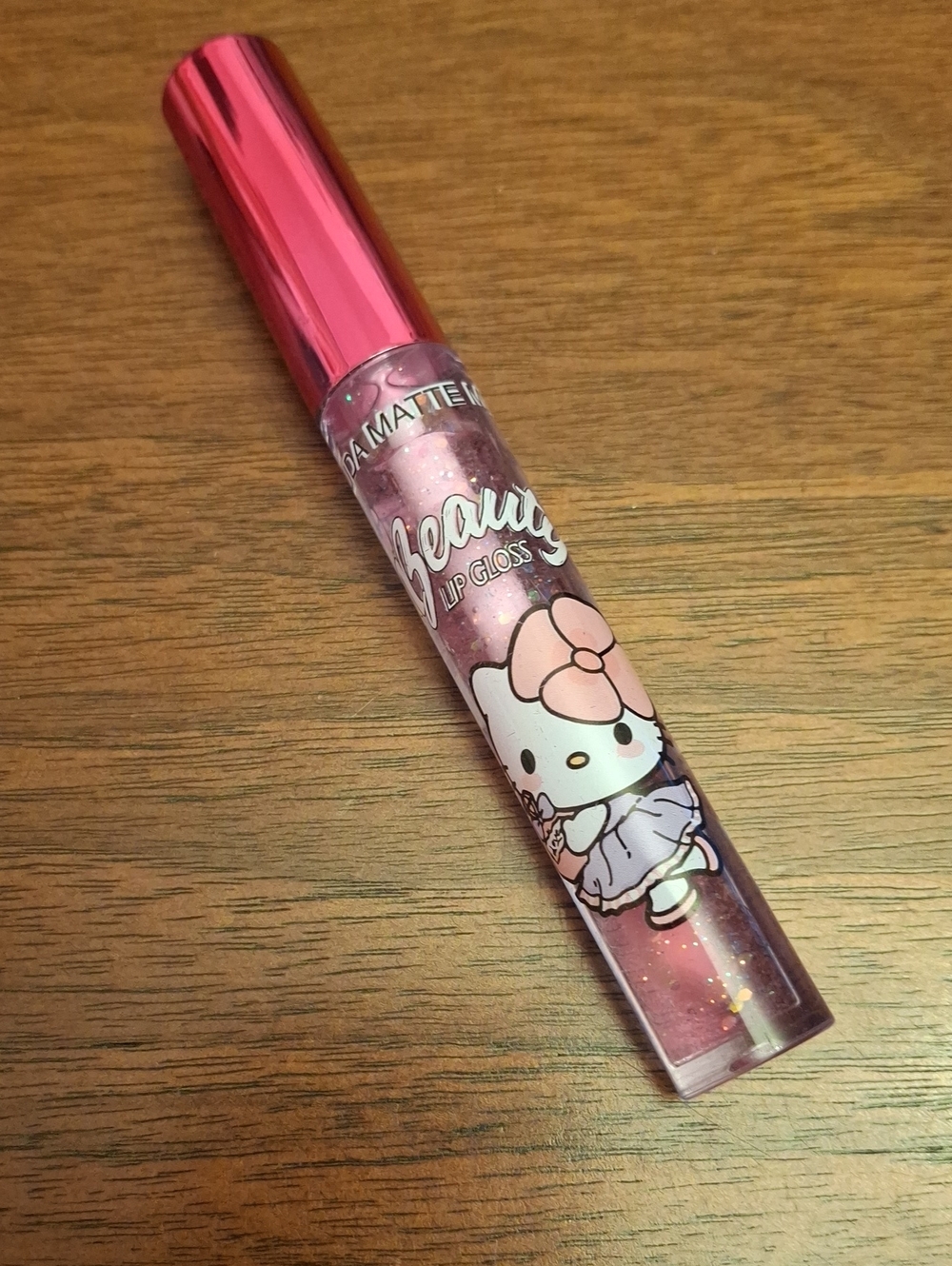 Huda Matte Me Hello Kitty Pink Glitter Beauty Lip Gloss New